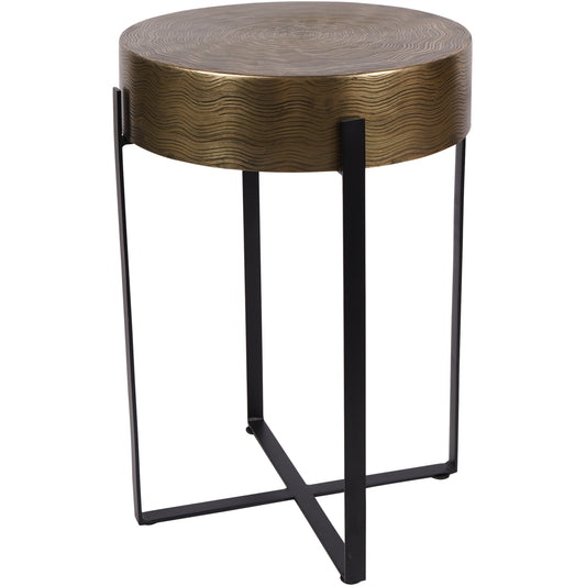 Santa Cruz Etched Brass Finish Side Table