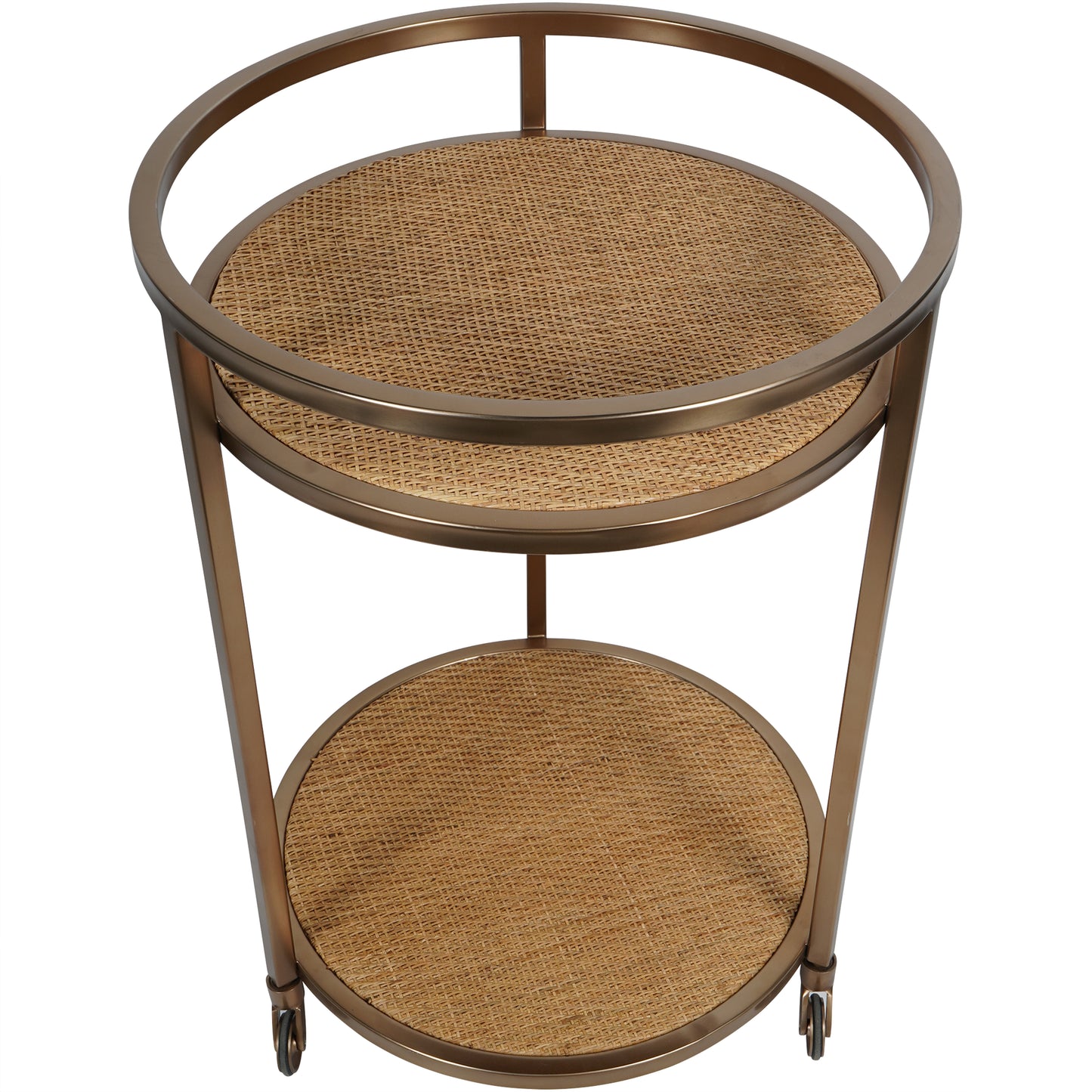 Rattan Dusky Gold Bar Trolley