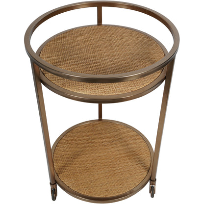 Rattan Dusky Gold Bar Trolley