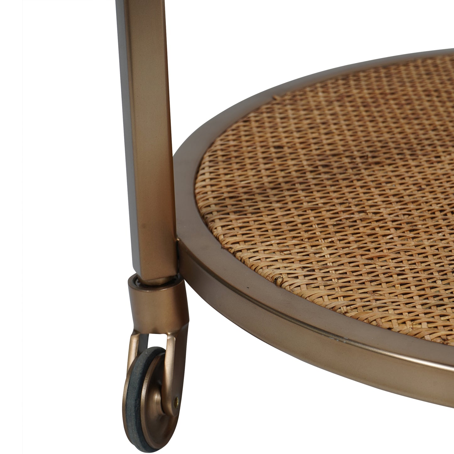 Rattan Dusky Gold Bar Trolley