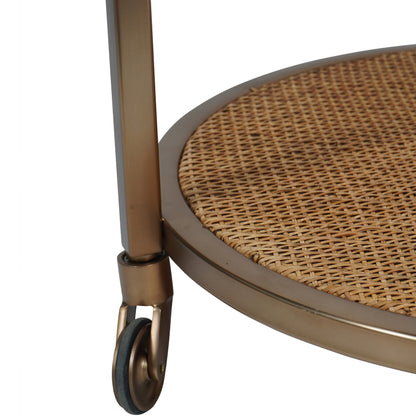 Rattan Dusky Gold Bar Trolley