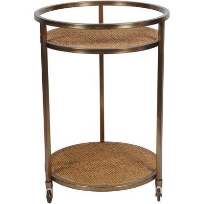 Rattan Dusky Gold Bar Trolley