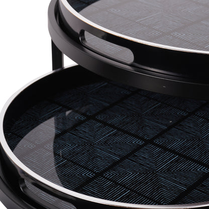 Squares Pattern Set Of 2 Side Tray Tables