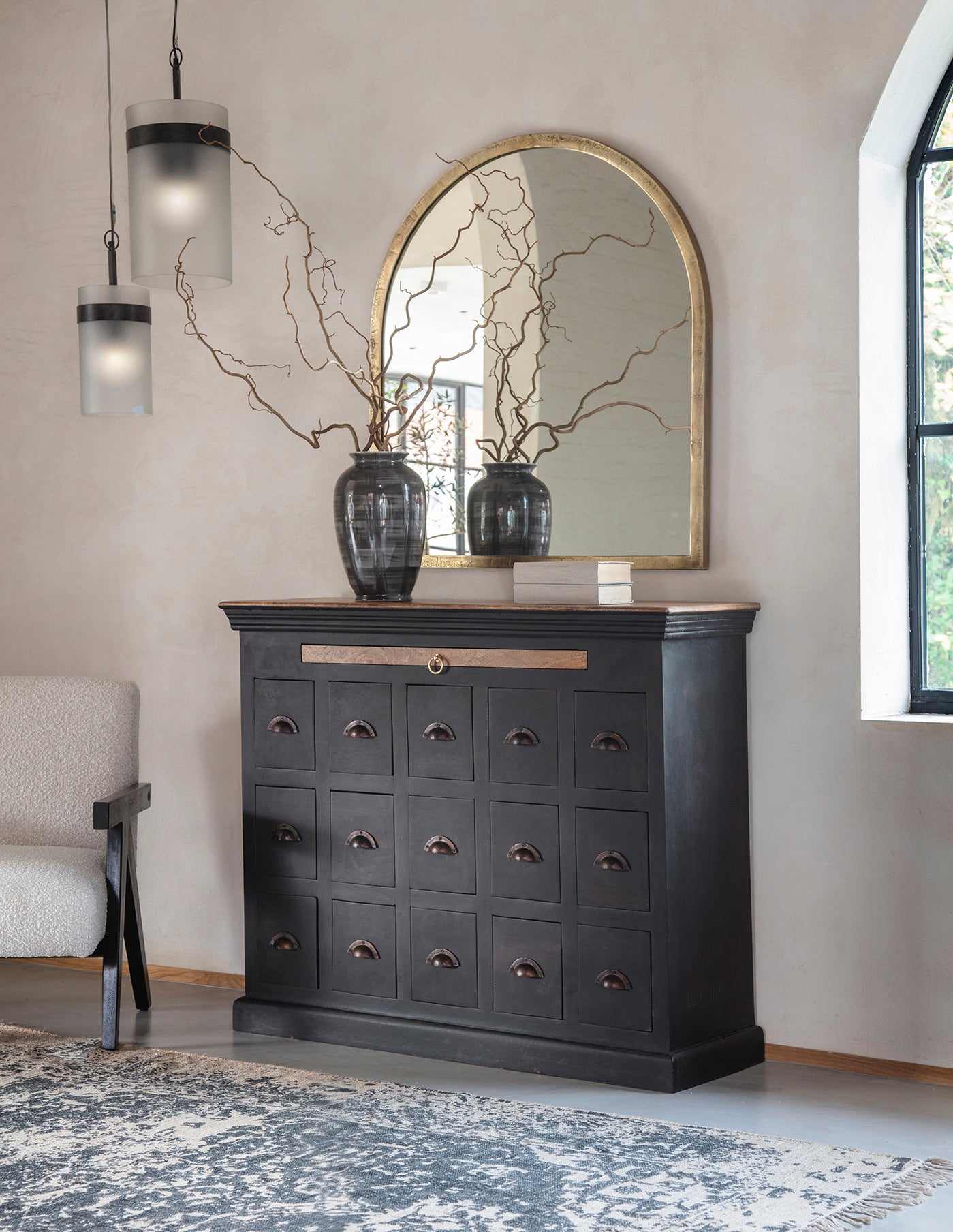 Hoxton II Antique Black Mango 15 Drawer Chest