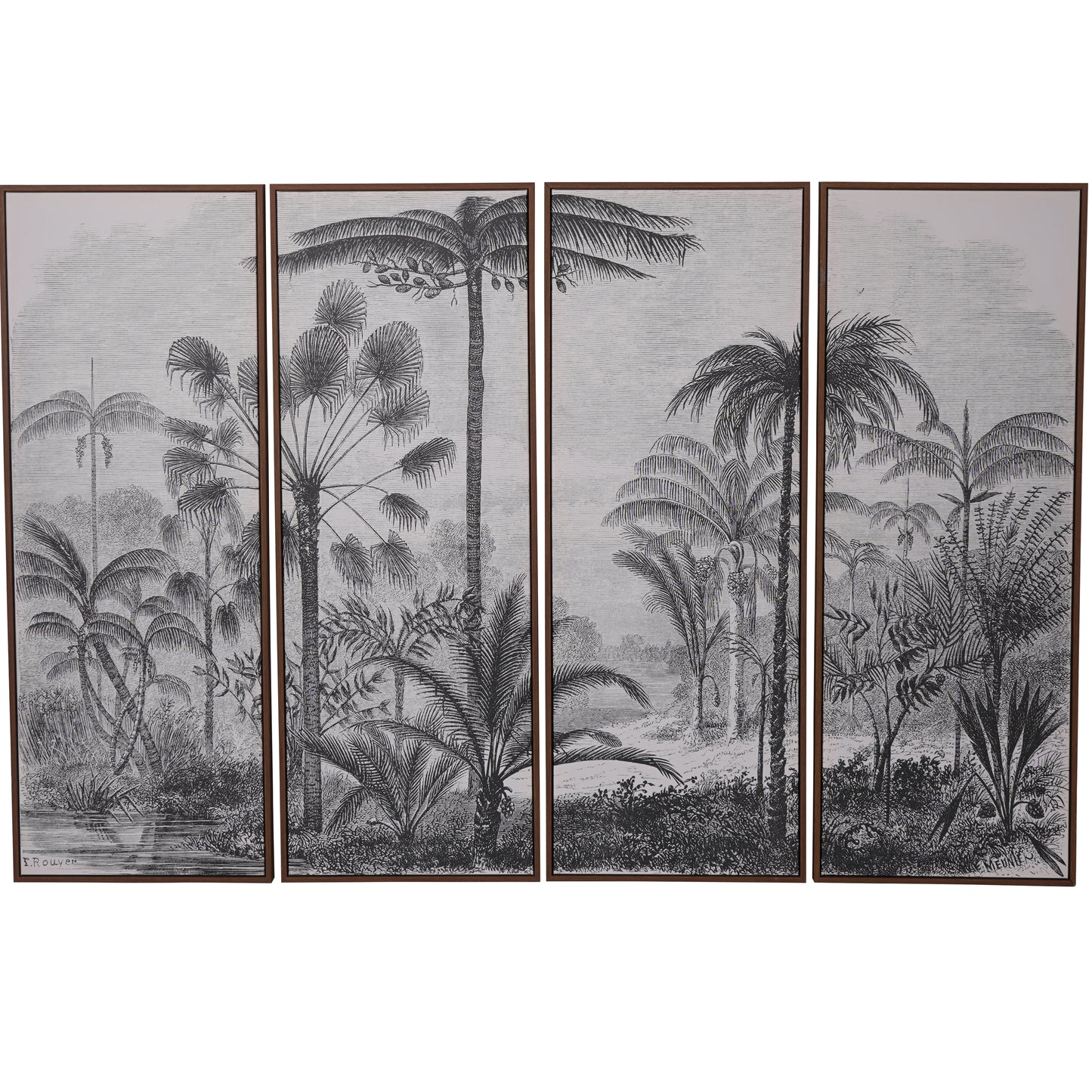 Palm Set of Four Framed Canvas