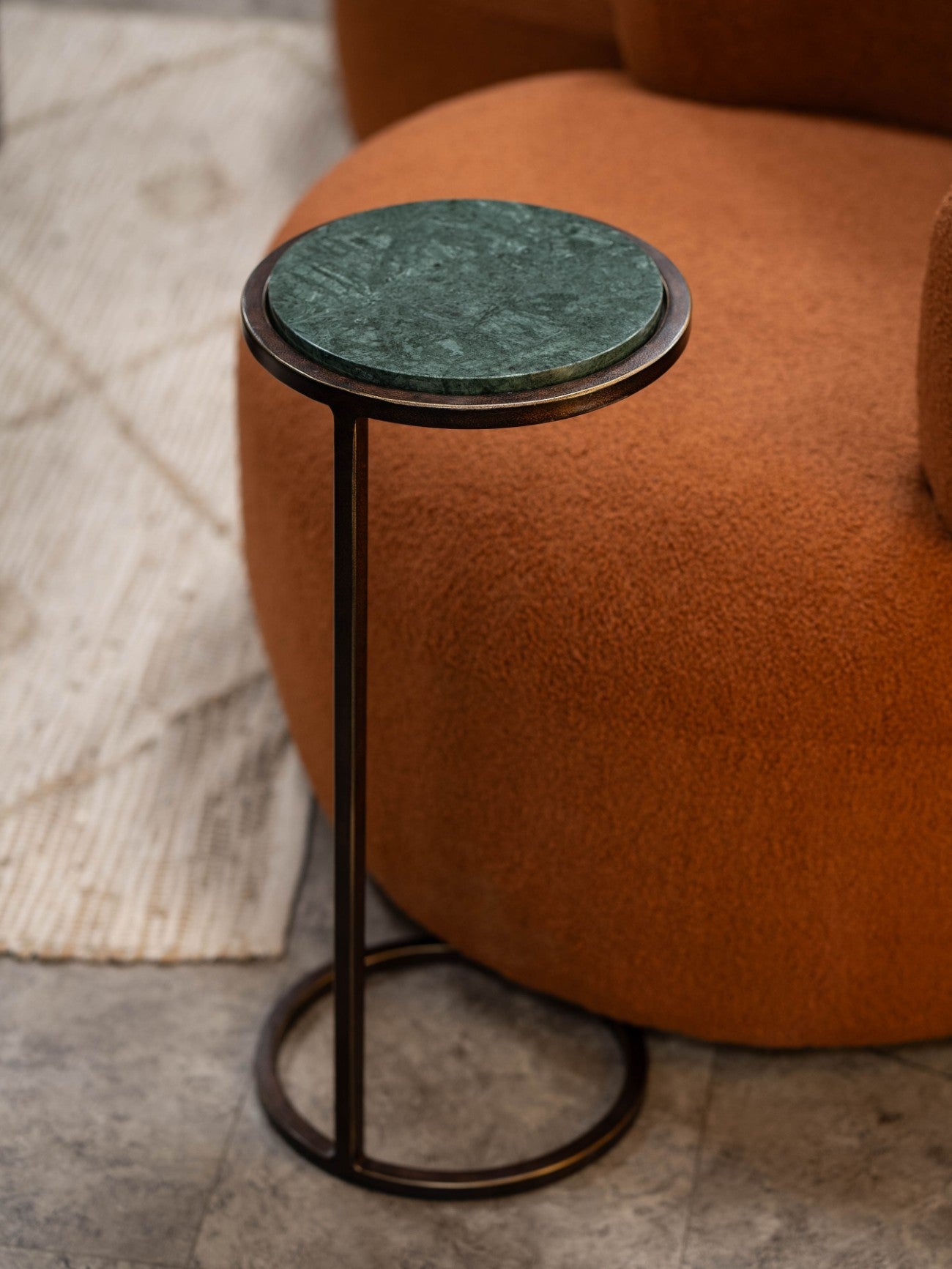 Iota Accent Table Green Panna Marble