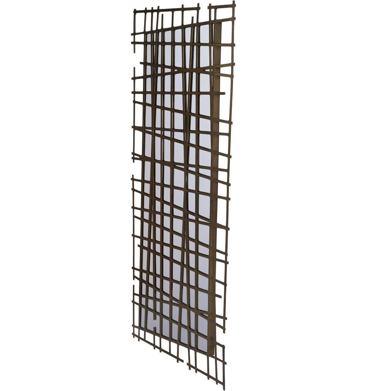 Lattice Wall Decor Mirror Brass Finish