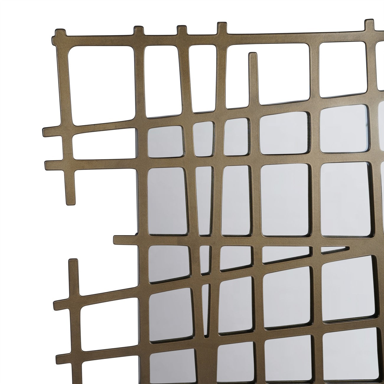 Lattice Wall Decor Mirror Brass Finish