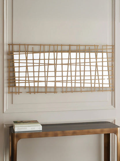 Lattice Wall Decor Mirror Brass Finish