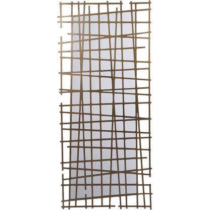 Lattice Wall Decor Mirror Brass Finish