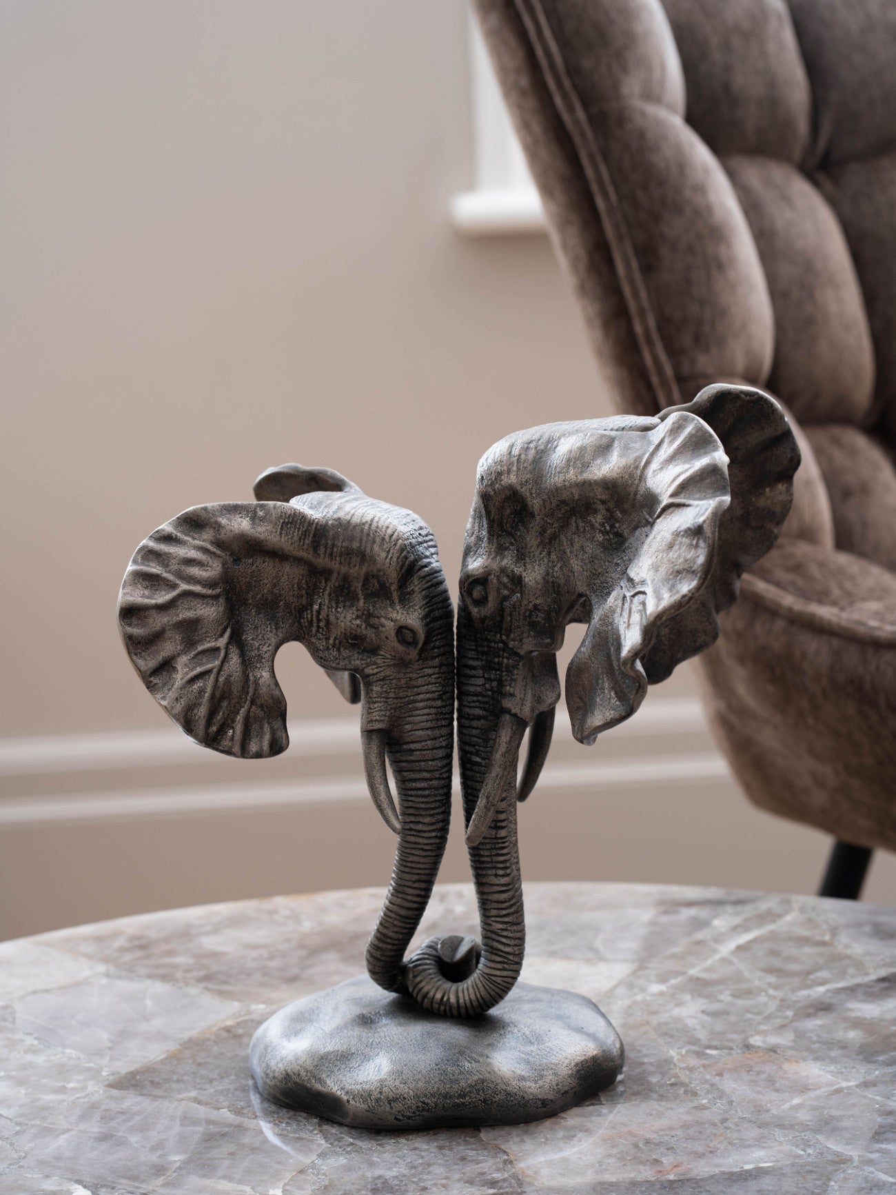 Kariba Cast Aluminium Nuzzling Elephants Sculpture