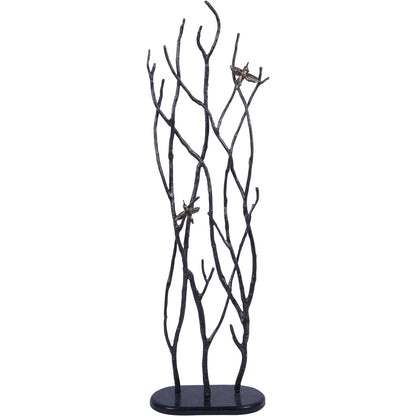 Decorative Screen Sculpture with Branches and Birds