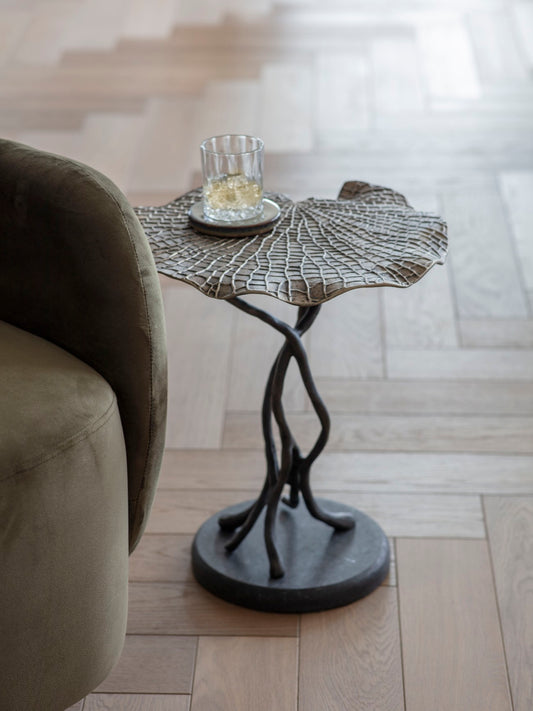 Lily Pad Leaf Side Table in Cast Aluminium