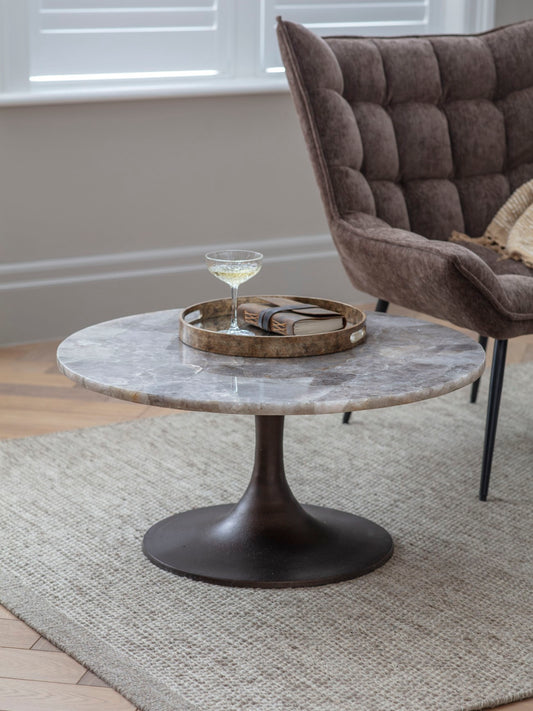 Bosworth Round Smokey Quartz Coffee Table 80cm