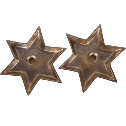 Laura Ashley Set of 2 Large Star Gold Candle Holders