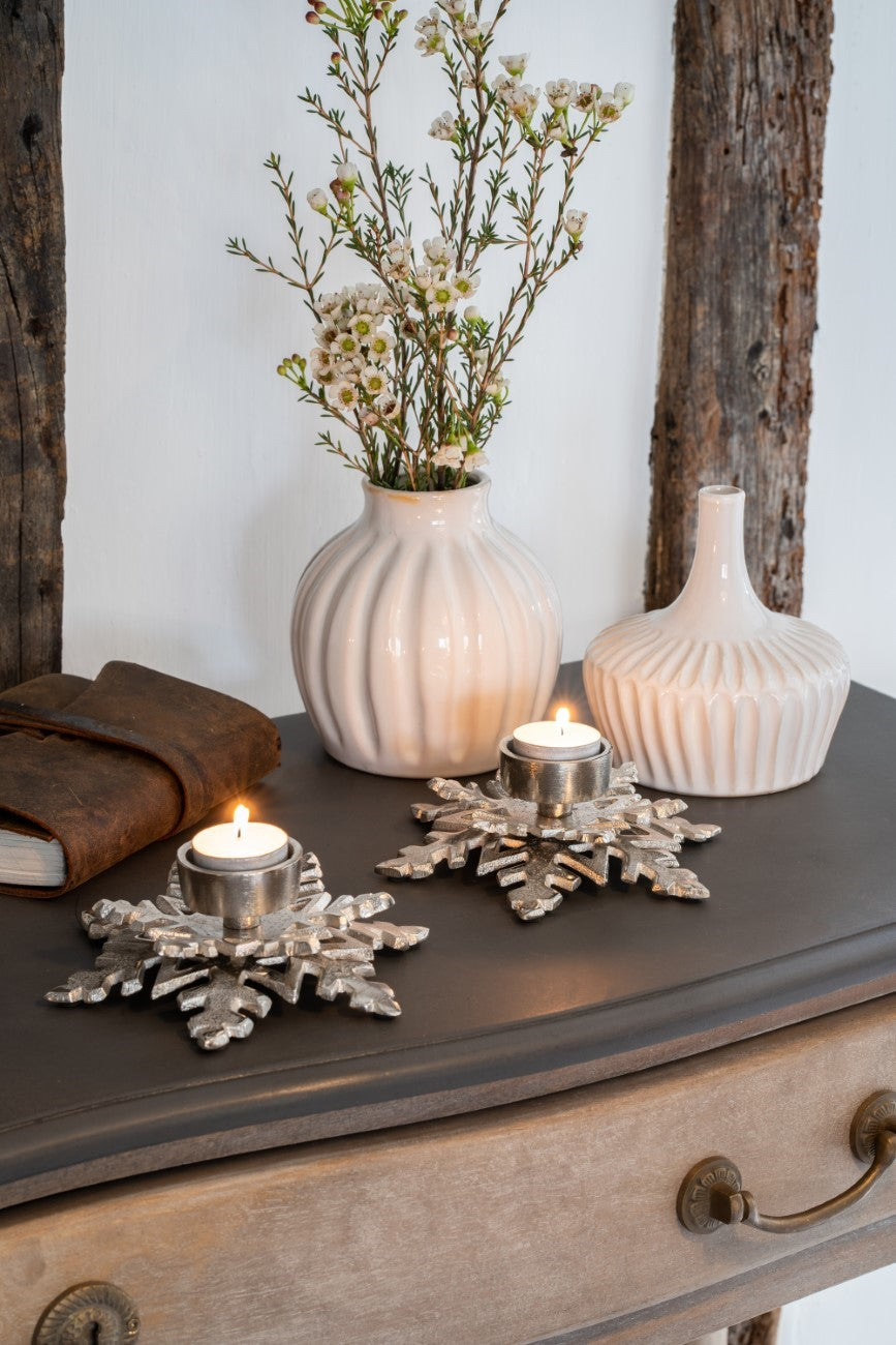 Laura Ashley Set of 2 Festive Snowflake Tealight Holders