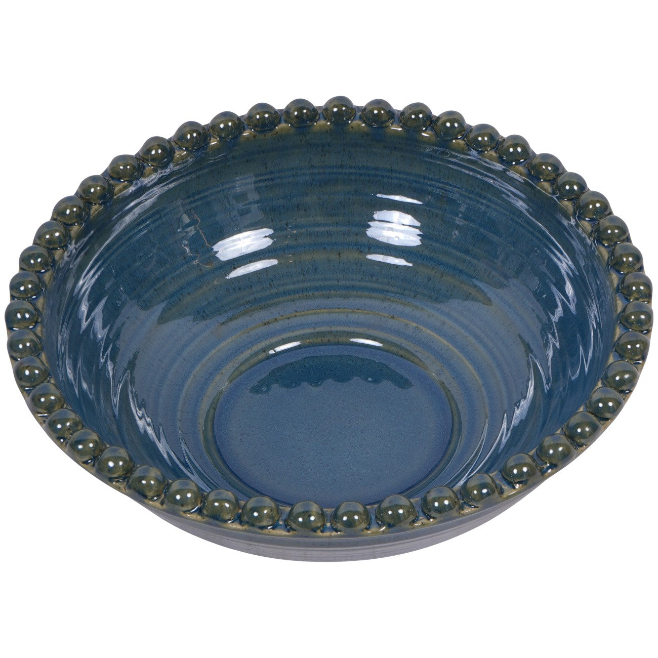 Mediterranean Reactive Glaze Ceramic Bowl Blue Green