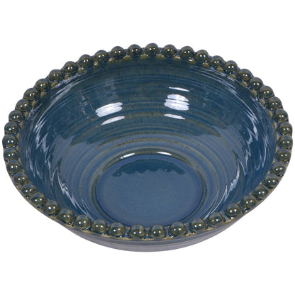 Mediterranean Reactive Glaze Ceramic Bowl Blue Green