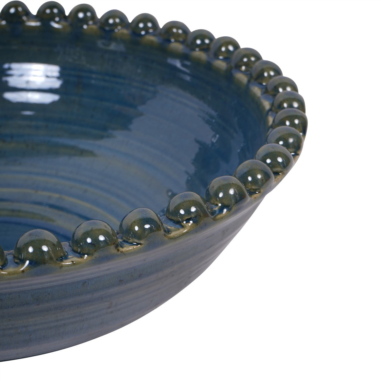 Mediterranean Reactive Glaze Ceramic Bowl Blue Green