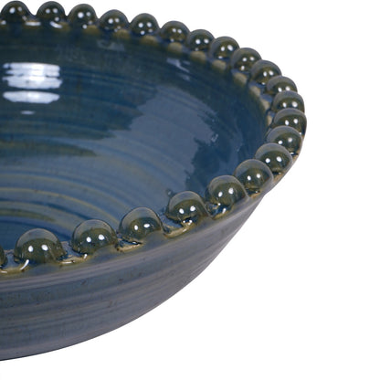 Mediterranean Reactive Glaze Ceramic Bowl Blue Green