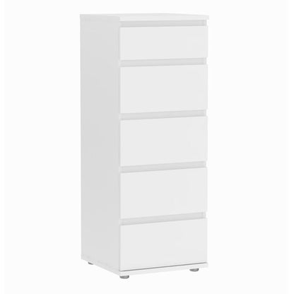 Nova Narrow Chest of 5 Drawers in White