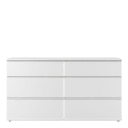 Nova Wide Chest of 6 Drawers (3+3) in White
