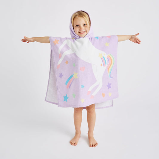 Catherine Lansfield Kids Unicorn Hooded Cotton Towel Poncho