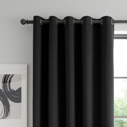 Catherine Lansfield Wilson Velvet Blackout Thermal Eyelet Curtains Two Panels