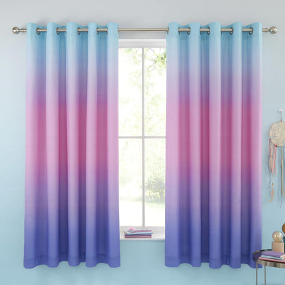 Catherine Lansfield Ombre Rainbow Clouds Eyelet Lined Curtains Two Panels