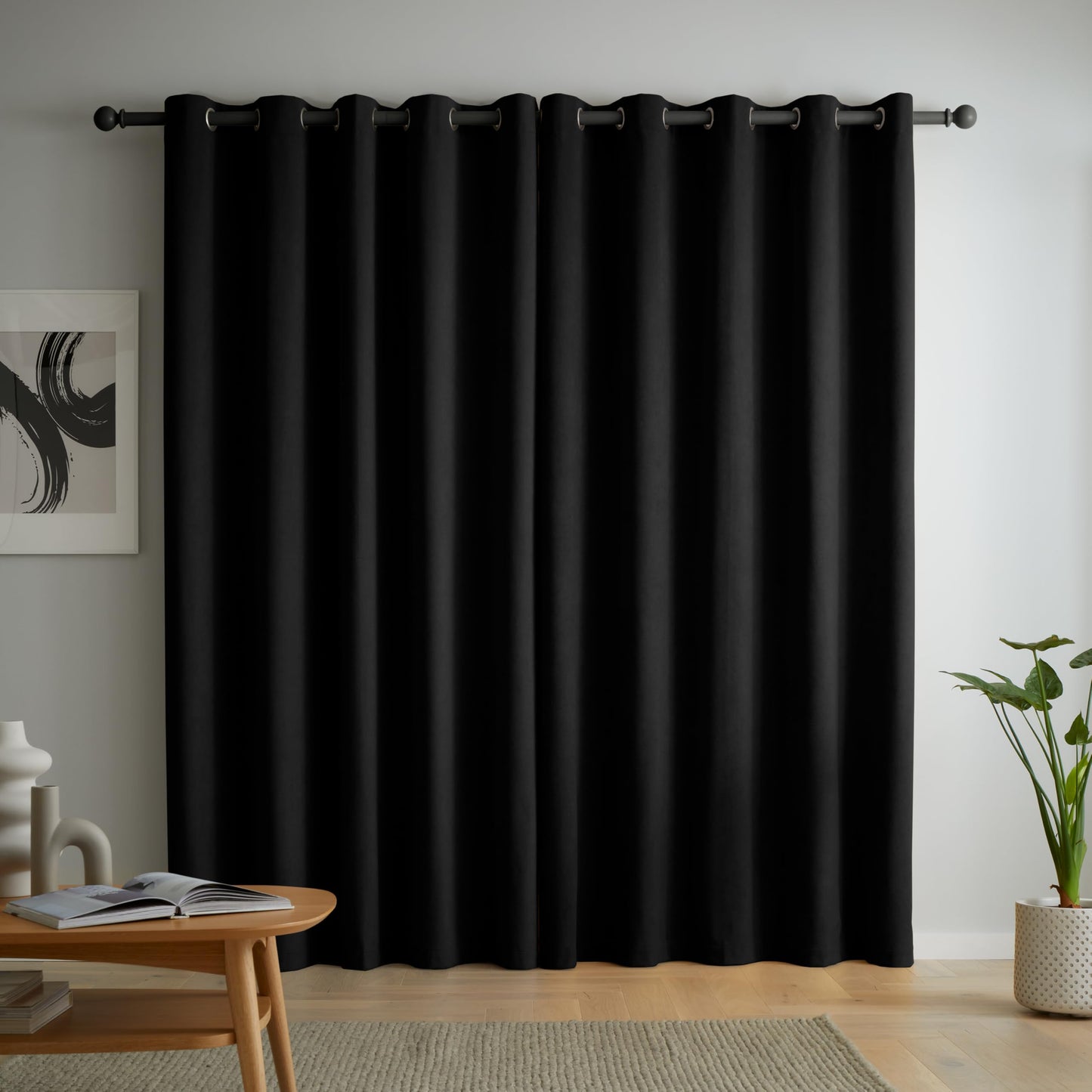 Catherine Lansfield Wilson Velvet Blackout Thermal Eyelet Curtains Two Panels