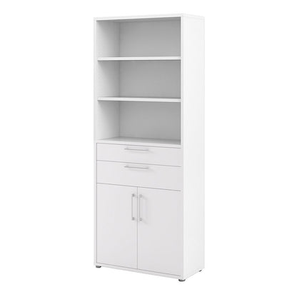 Prima Bookcase 3 Shelves with 2 Drawers 2 Doors