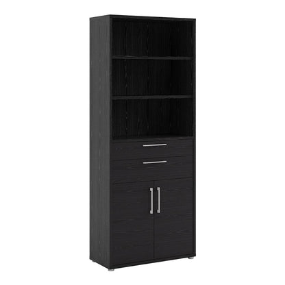 Prima Bookcase 3 Shelves with 2 Drawers 2 Doors