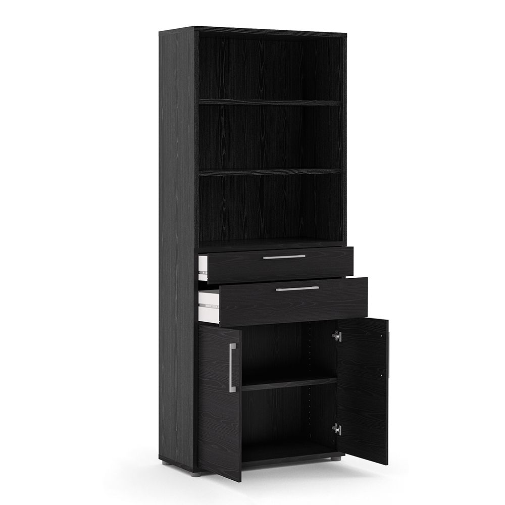 Prima Bookcase 3 Shelves with 2 Drawers 2 Doors