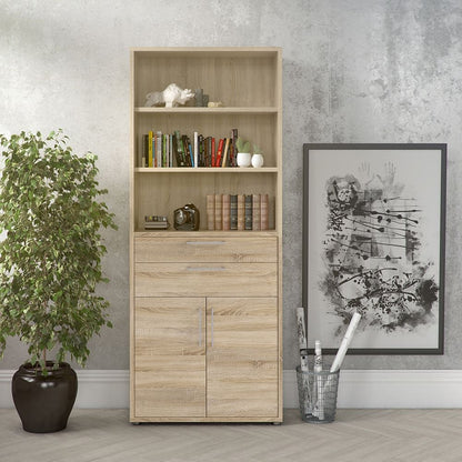 Prima Bookcase 3 Shelves with 2 Drawers 2 Doors