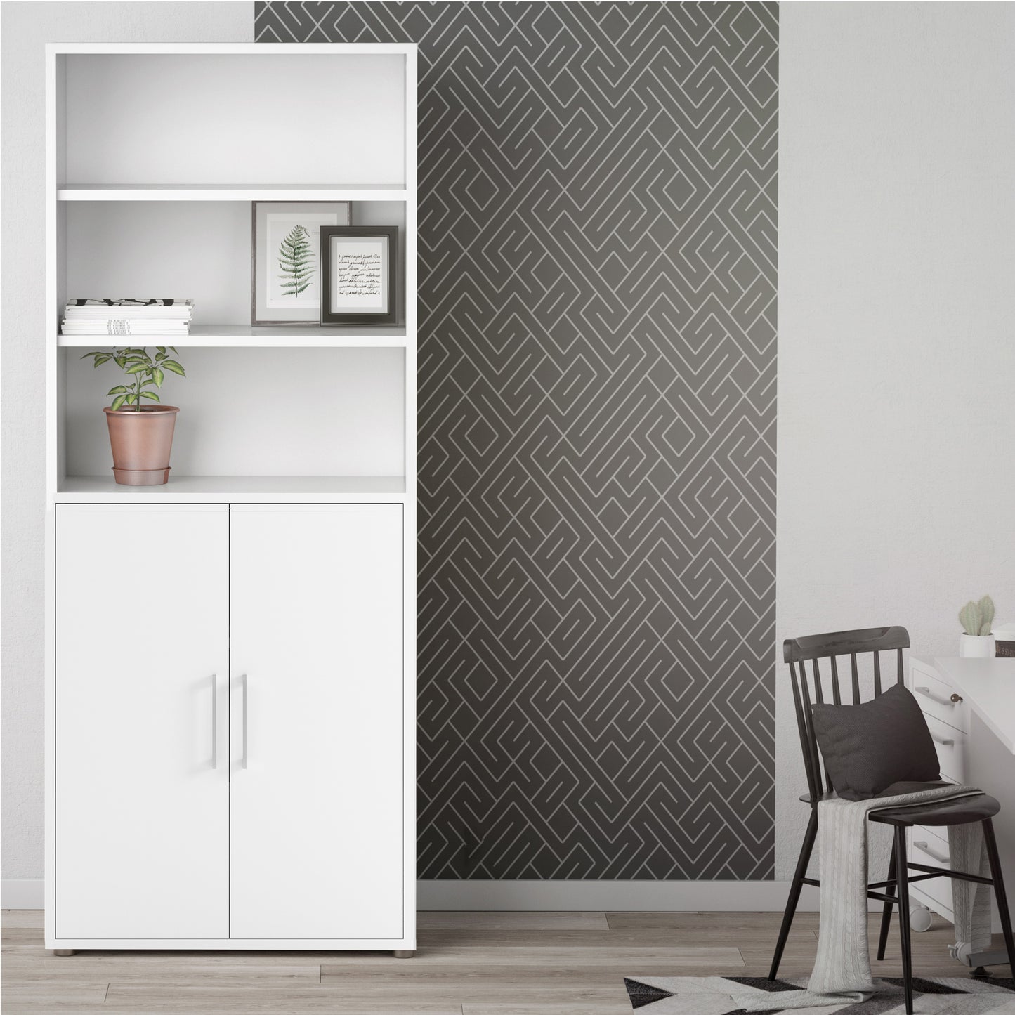 Prima Bookcase 4 Shelves with 2 Doors