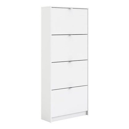 Shoes Shoe Cabinet 4 Flip Down Doors and 1 layer in White