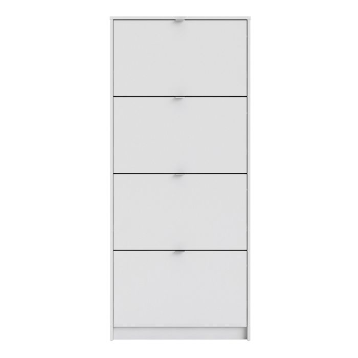 Shoes Shoe Cabinet 4 Flip Down Doors and 1 layer in White