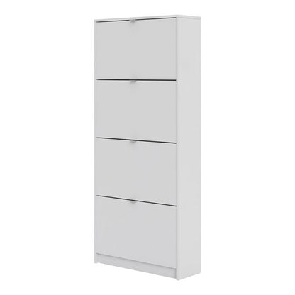 Shoes Shoe Cabinet 4 Flip Down Doors and 1 layer in White