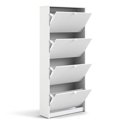 Shoes Shoe Cabinet 4 Flip Down Doors and 1 layer in White