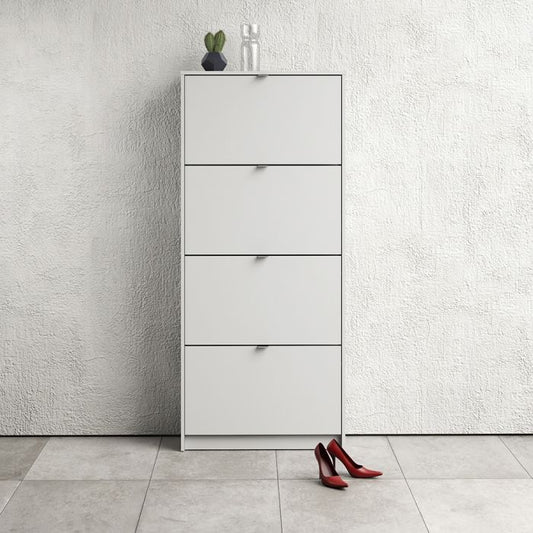 Shoes Shoe Cabinet 4 Flip Down Doors and 1 layer in White