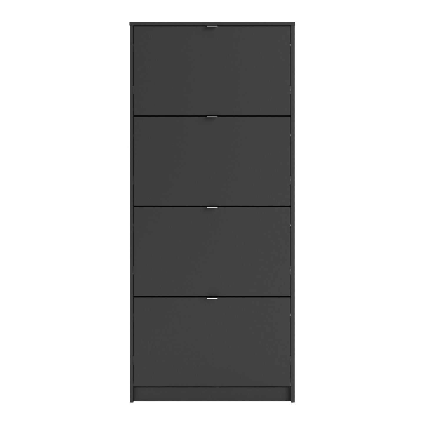 Shoes Shoe Cabinet 4 Flip Down Doors and 1 layer in Matt Black