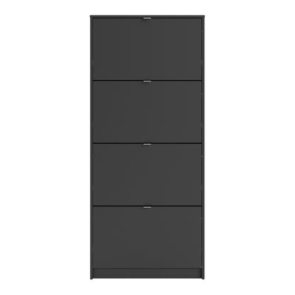 Shoes Shoe Cabinet 4 Flip Down Doors and 1 layer in Matt Black