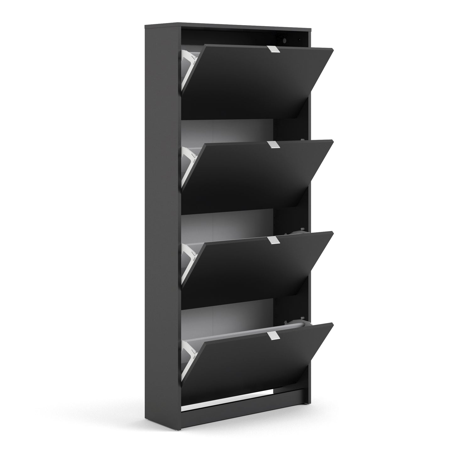 Shoes Shoe Cabinet 4 Flip Down Doors and 1 layer in Matt Black