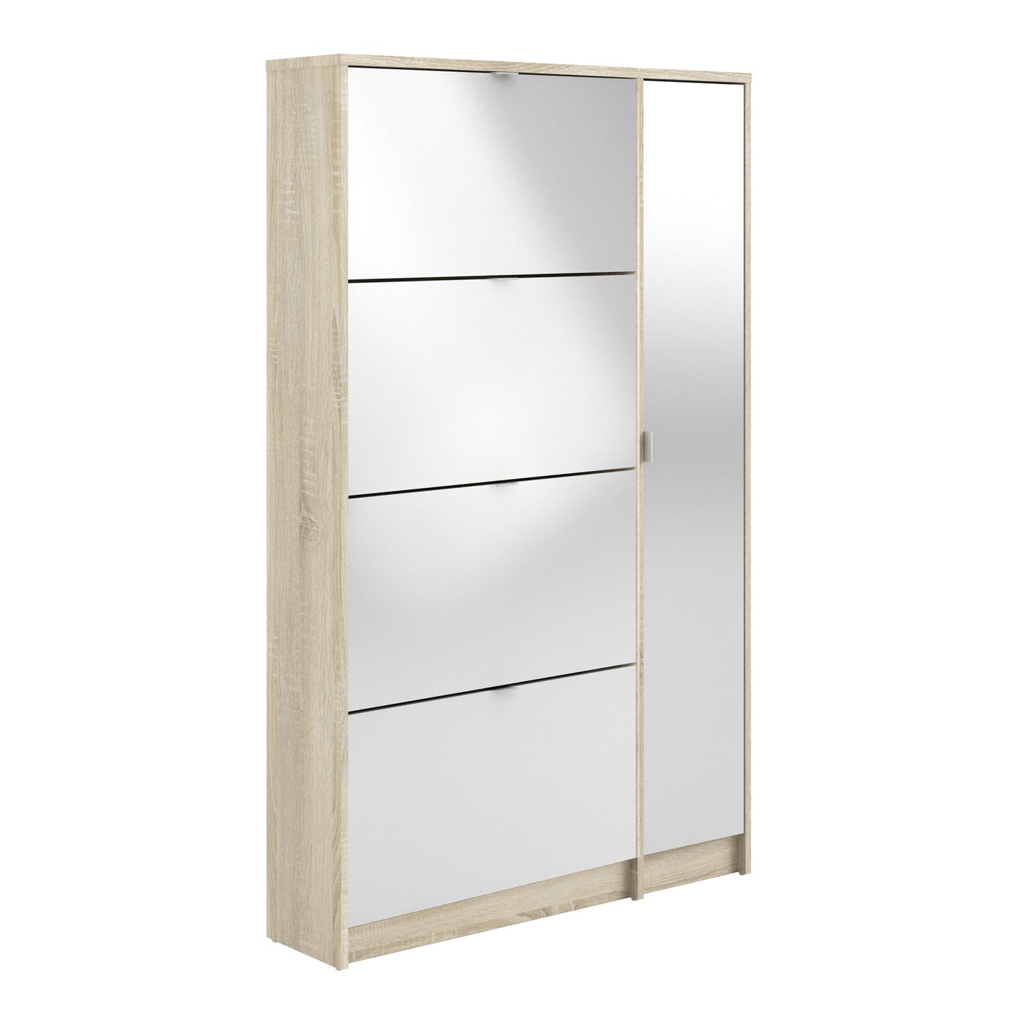 Shoes Shoe Cabinet 4 Flip Down Mirror Doors and 2 layers in White