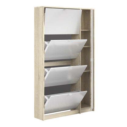 Shoes Shoe Cabinet 4 Flip Down Mirror Doors and 2 layers in White