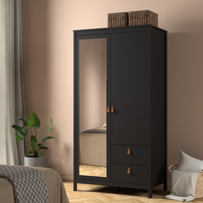 Barcelona Wardrobe with 1 Door 1 Mirror Door 2 Drawers