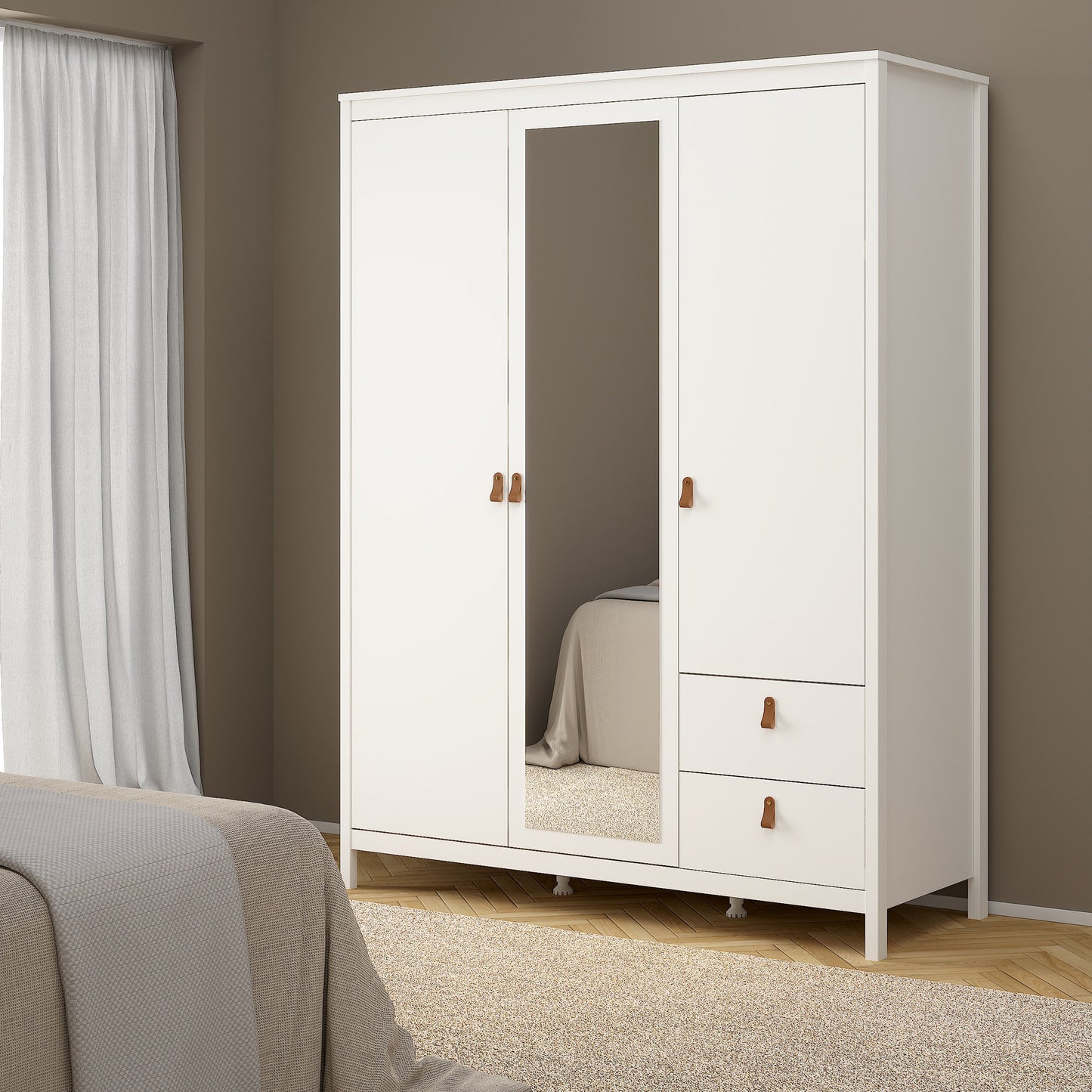 Barcelona Wardrobe with 2 Doors 1 Mirror Door 2 Drawers