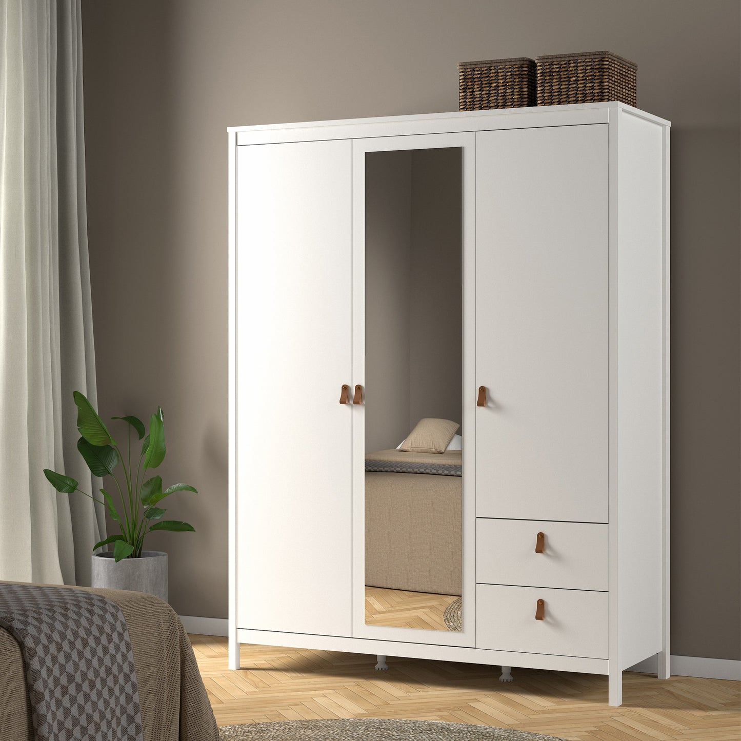 Barcelona Wardrobe with 2 Doors 1 Mirror Door 2 Drawers