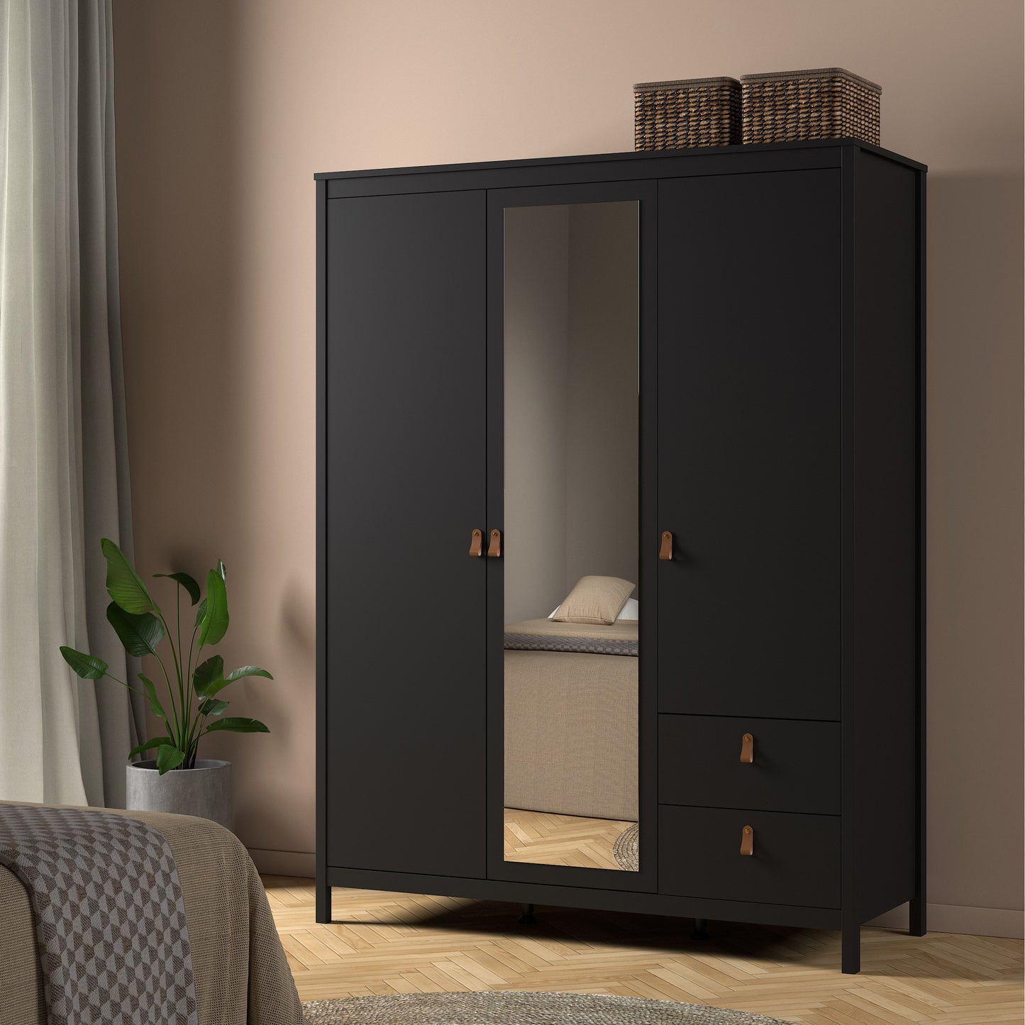 Barcelona Wardrobe with 2 Doors 1 Mirror Door 2 Drawers