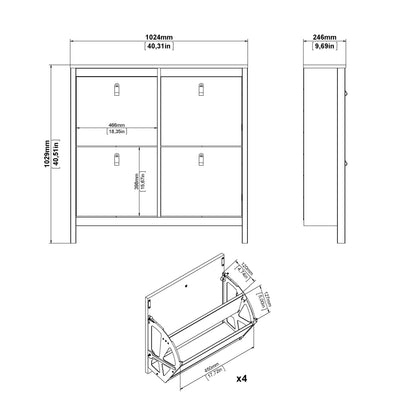 Barcelona Shoe Cabinet 4 Flip Down Doors